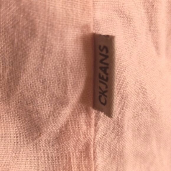 Calvin Klein Jeans Size Small Top Sleeveless Peach Button Up Blouse Linen Blend - Picture 7 of 9